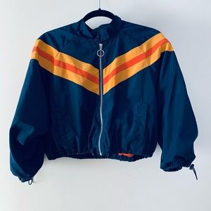 Forever 21 Chevron Cropped Bomber Windbreaker Jacket